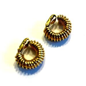 12K 1/20 GF clip on earrings textured faux hoops classic elegant hallmarked